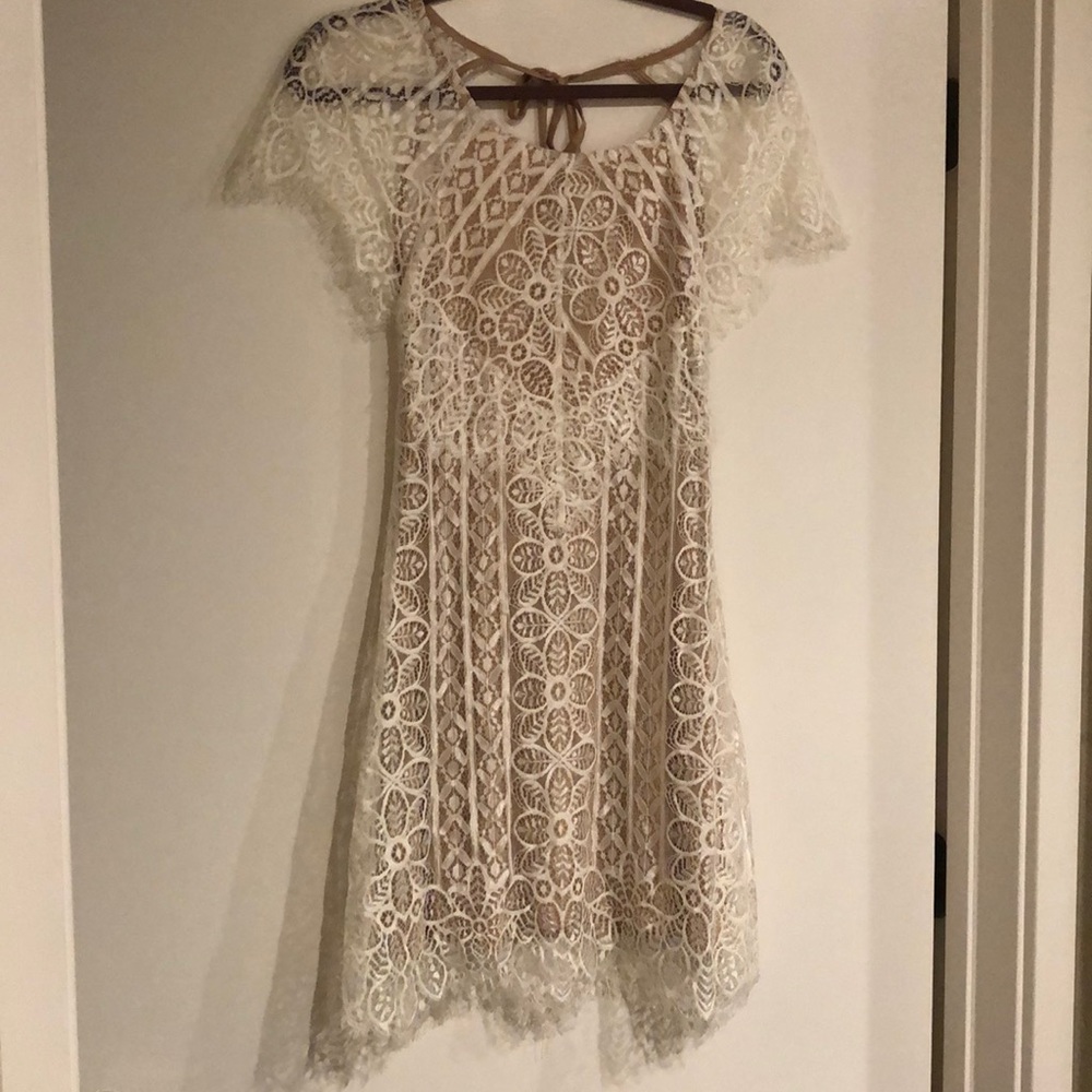 White lace mini dress